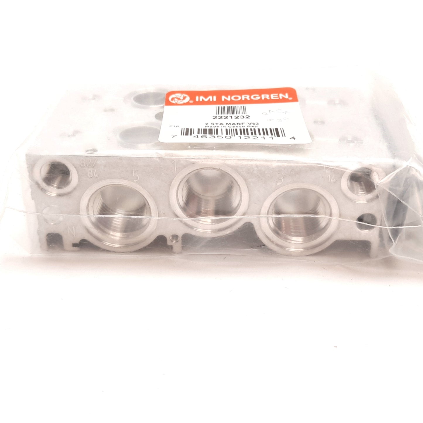 New Norgren 2221232 V62 Series Manifold Plate, 2-Station