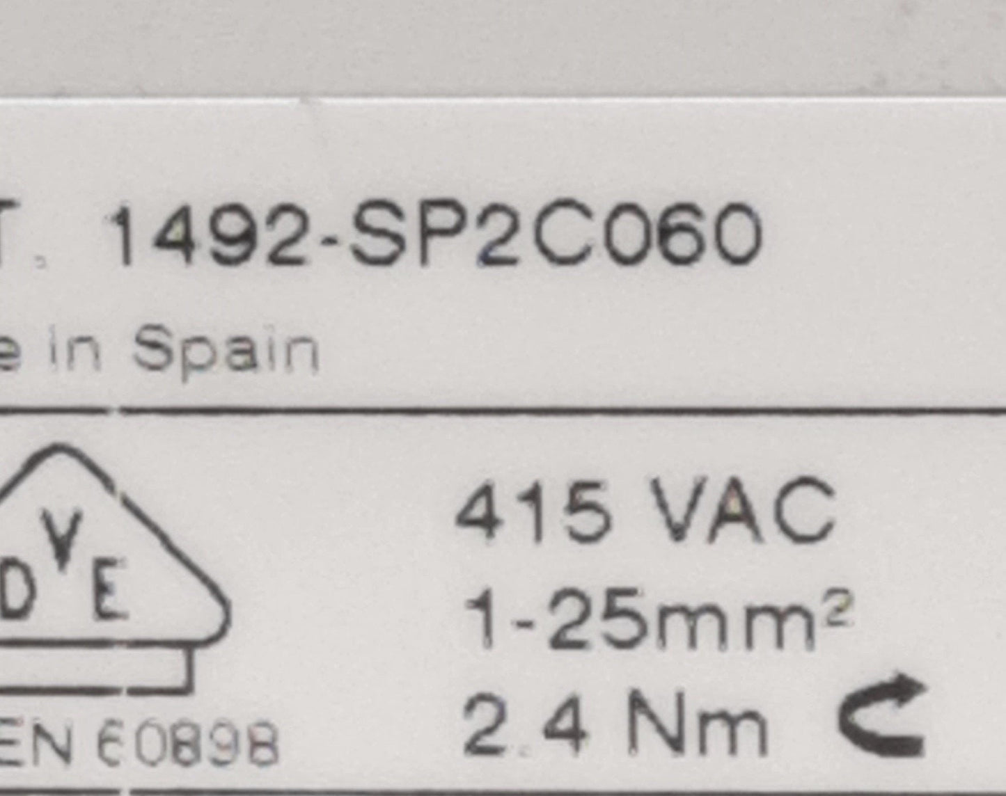 New – Open box ALLEN BRADLEY 1492-SP2C060 Circuit Breaker, 415VAC, 6A, 2 Pole, DIN Rail Mount