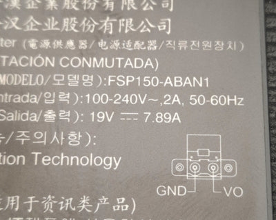New – Open box FSP Group FSP150-ABAN1 Adapter PSU 100-240v AC In, 19v DC 7.9A Out, Screw Term