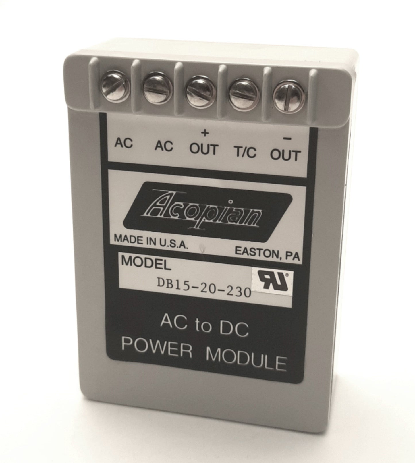 New – Open box Acopian DB15-20-230 AC to DC Power Module 120/230v Input, 15v DC 0.2A Output