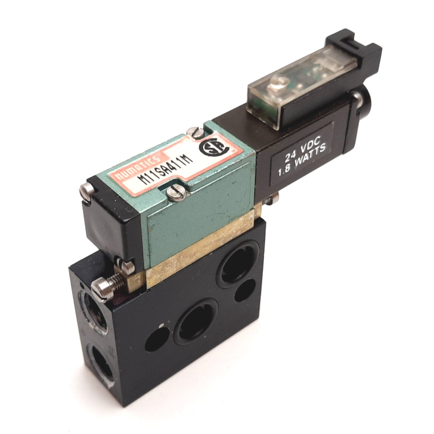 Used Numatics M11SA411M Solenoid Valve, 2-Position 4-Way, 24VDC, 1/8" NPT