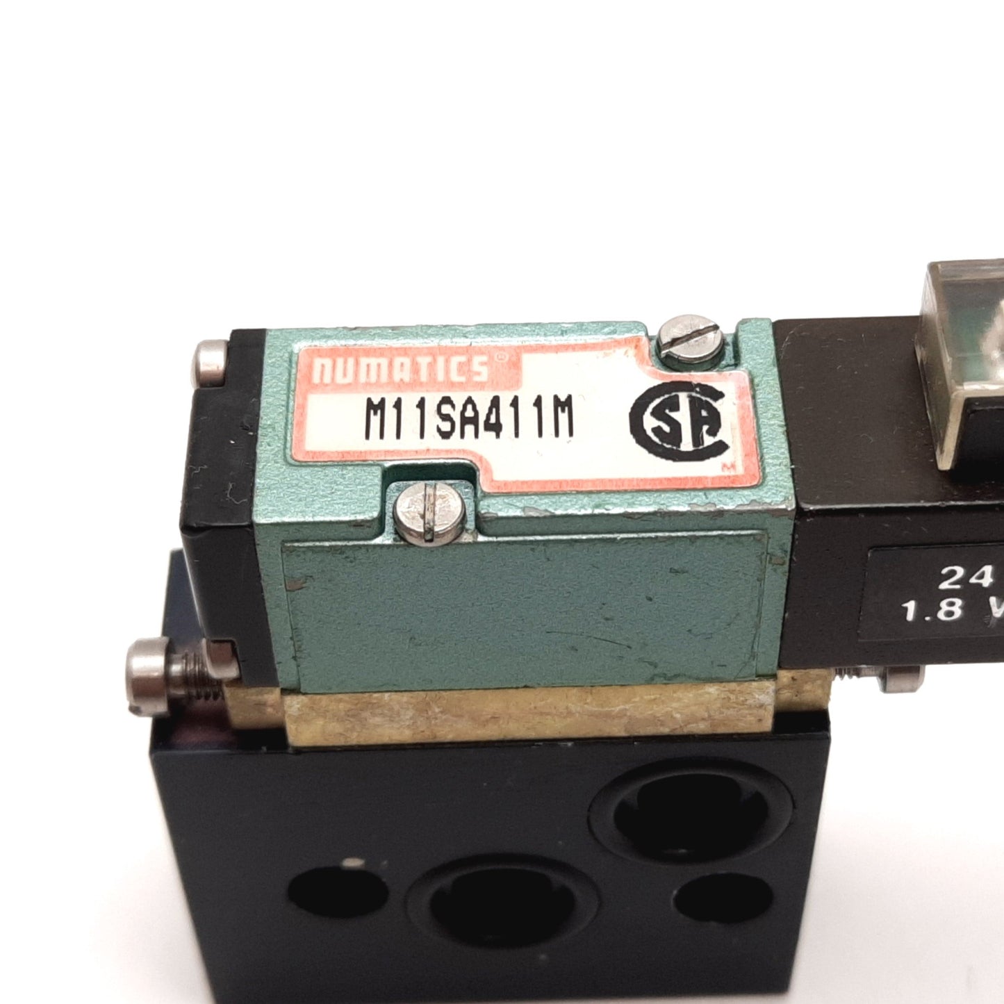Used Numatics M11SA411M Solenoid Valve, 2-Position 4-Way, 24VDC, 1/8" NPT