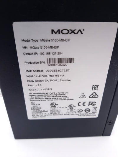 New Moxa Mgate 5105-MB-EIP 1 Port Modbus RTU to Ethernet, IP Gateway 12-48VDC