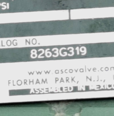 Used ASCO 8263G319 Solenoid Valve, 240VAC Coil, 100psi max Oil, 100psi Max H2O
