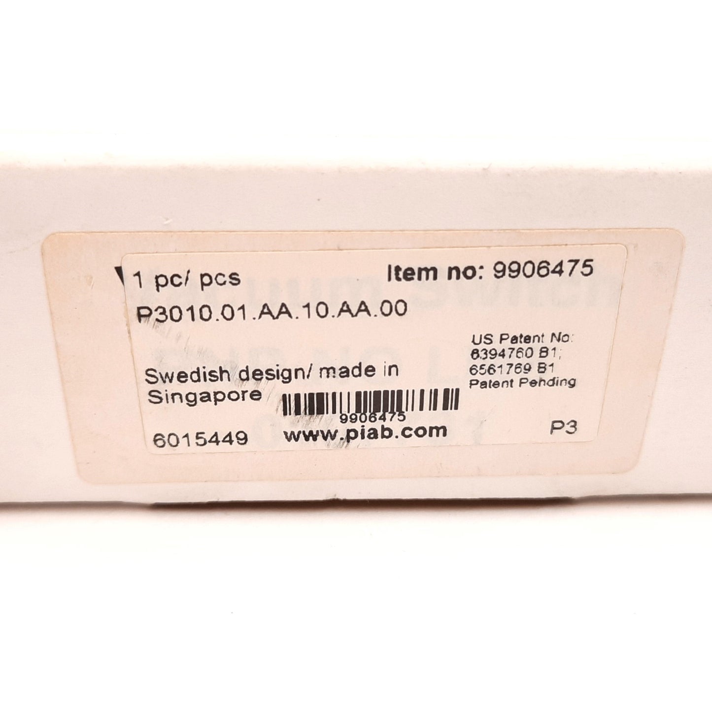 New Piab P3010.01.AA.10.AA.00 Compact Vacuum Pump, 102psi Max, 22.1 inHg, 1/8NPSF