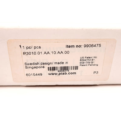 New Piab P3010.01.AA.10.AA.00 Compact Vacuum Pump, 102psi Max, 22.1 inHg, 1/8NPSF