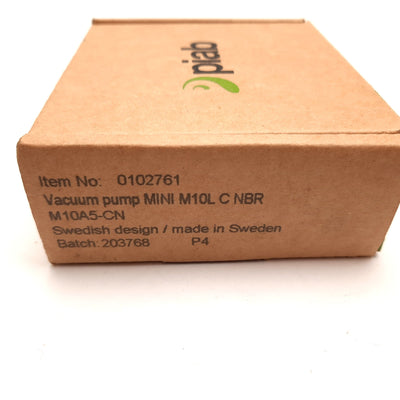 New Piab M10A5-CN Vacuum Pump, Pressure: 101.5psi Max, 23.92 inHg, 1/8" 3/8" NPT