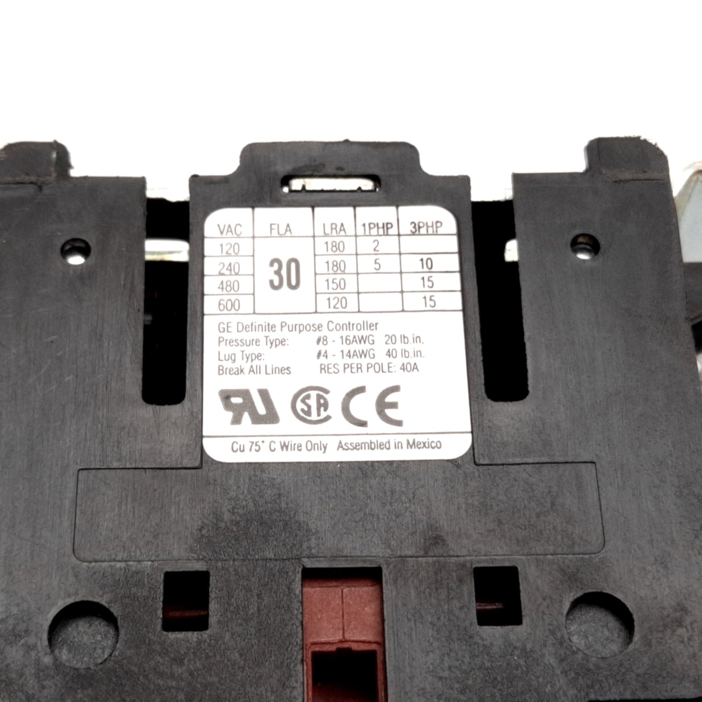 Used General Electric CR453AC3BAA Contactor, 3-Pole, Coil: 208-240VAC, 30A 600VAC