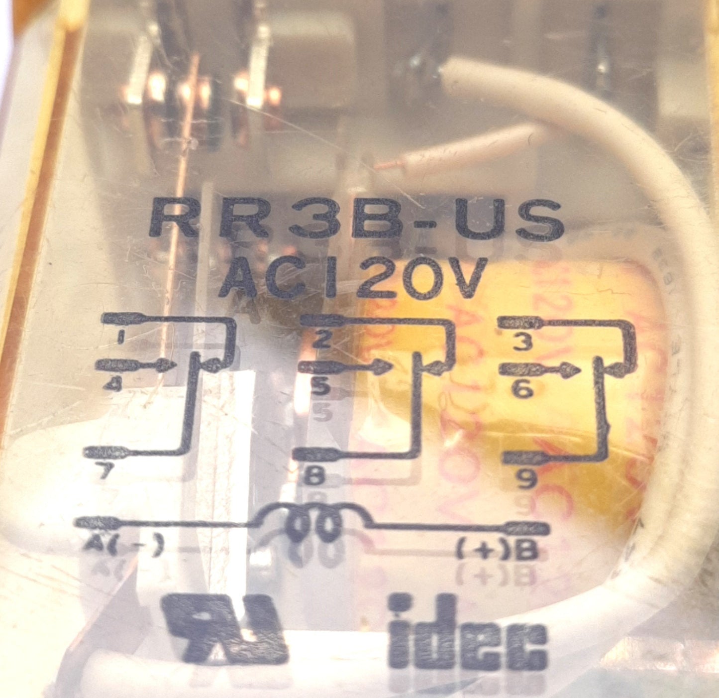 Used Lot of 3 IDEC RR3B-US120VAC Ice Cube Relay 120v AC Coil, 3PDT, 10A, Blade