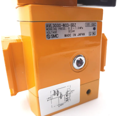 New SMC AVL3000-N03-5DZ Soft Start W/Lock-Out Valve 24VDC 0.2-1.0MPa 3/8" NPT