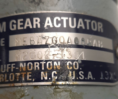 Used Duff Norton M2002-1301 Worm Gear Actuator 2 Ton Capacity, 130mm Travel, Threaded