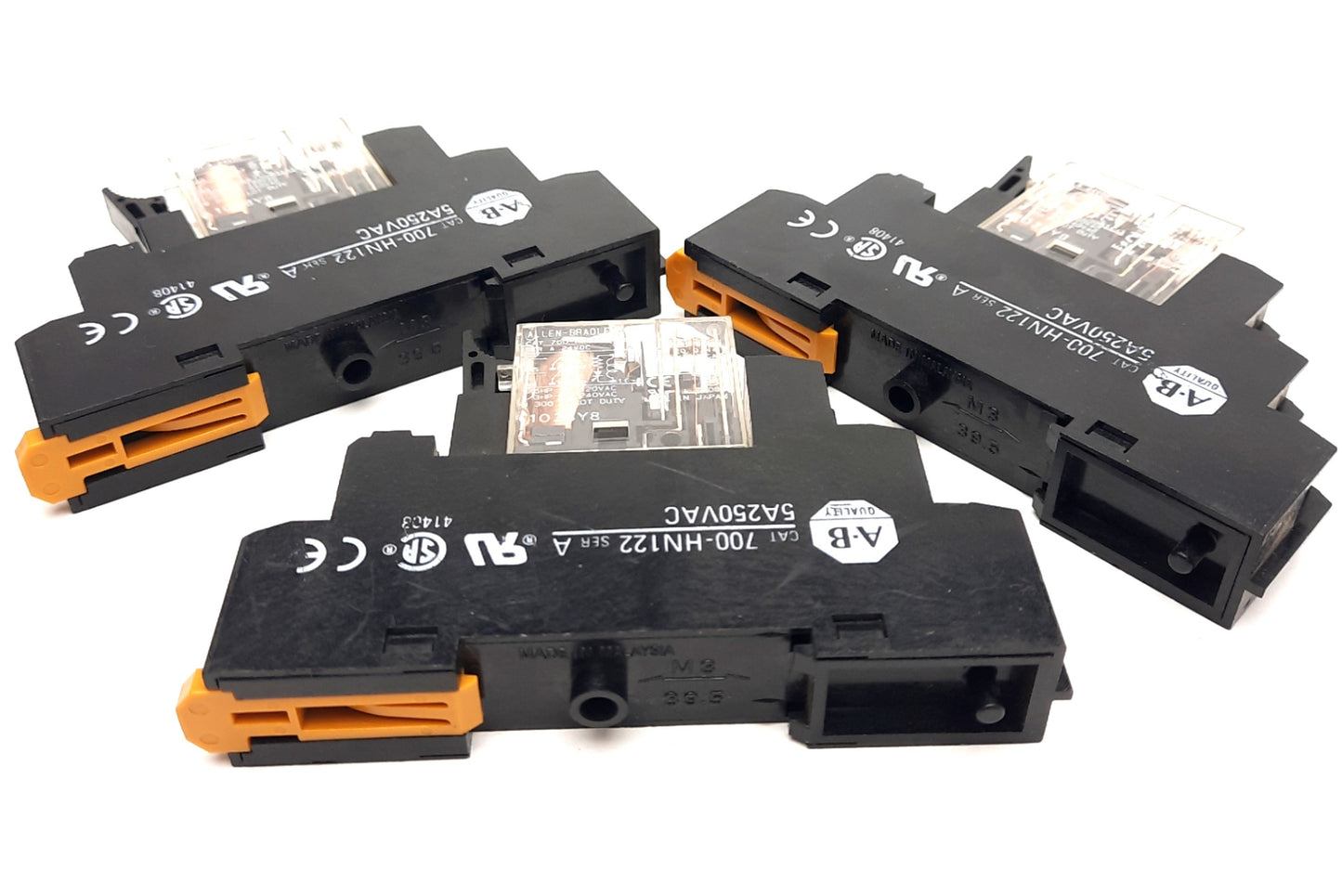 Used Lot of 3 Allen-Bradley 700-HK32Z24-4 Relays With Base, 120VAC Coil, DPDT