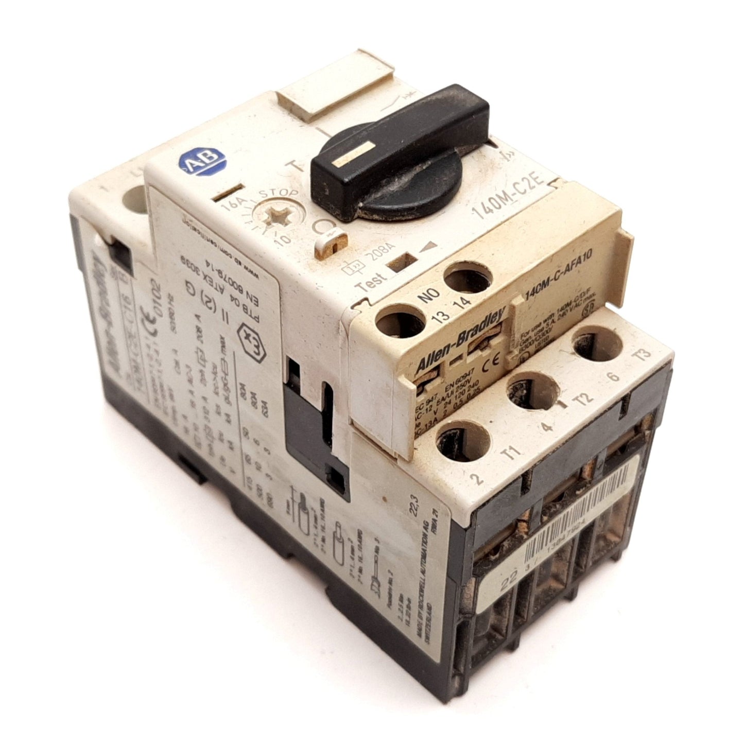 Used Allen Bradley 140M-C2E-C16 Motor Protector Circuit Breaker 3-Pole 10-16A 600V