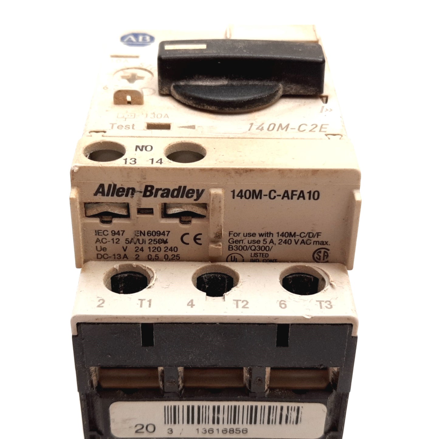 Used Allen Bradley 140M-C2E-C10 Motor Protector Circuit Breaker 3-Pole 6.3-10A W/ Aux