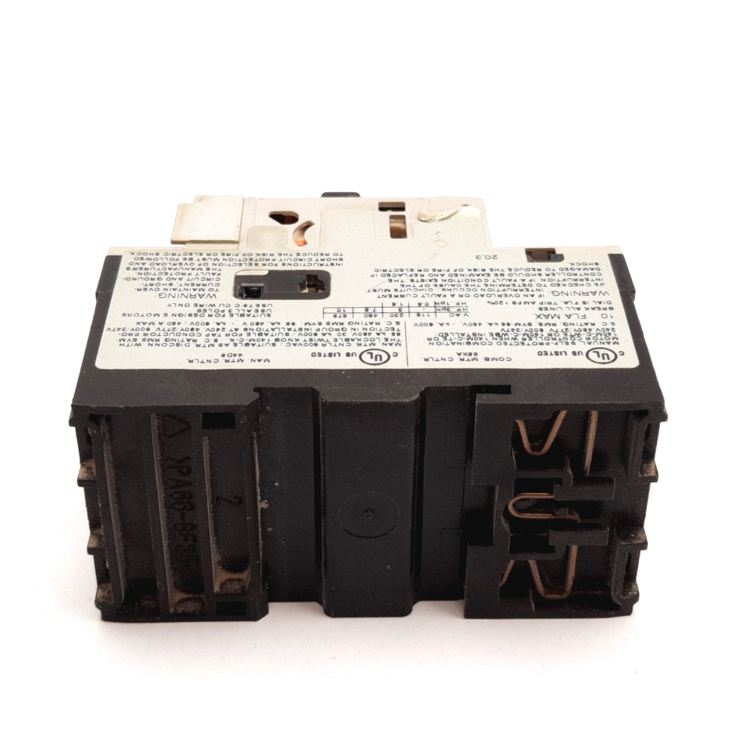 Used Allen Bradley 140M-C2E-C10 Motor Protector Circuit Breaker 3-Pole 6.3-10A W/ Aux