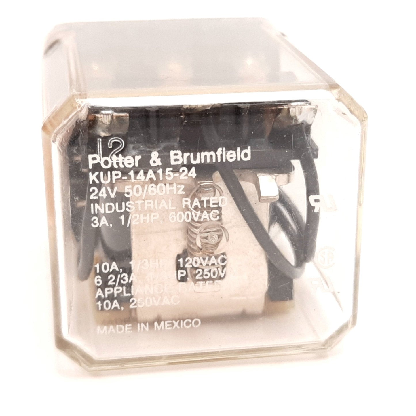 Used Potter & Brumfield KUP-14A15-24 Ice Cube Plug-In Relay, 3PDT, Coil: 24VAC