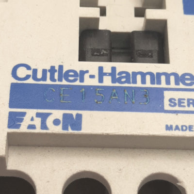 Used Cutler Hammer CE15AN3 Contactor 7A 3Pole, 120VAC Coil, 1 NO, 1/4HP Max