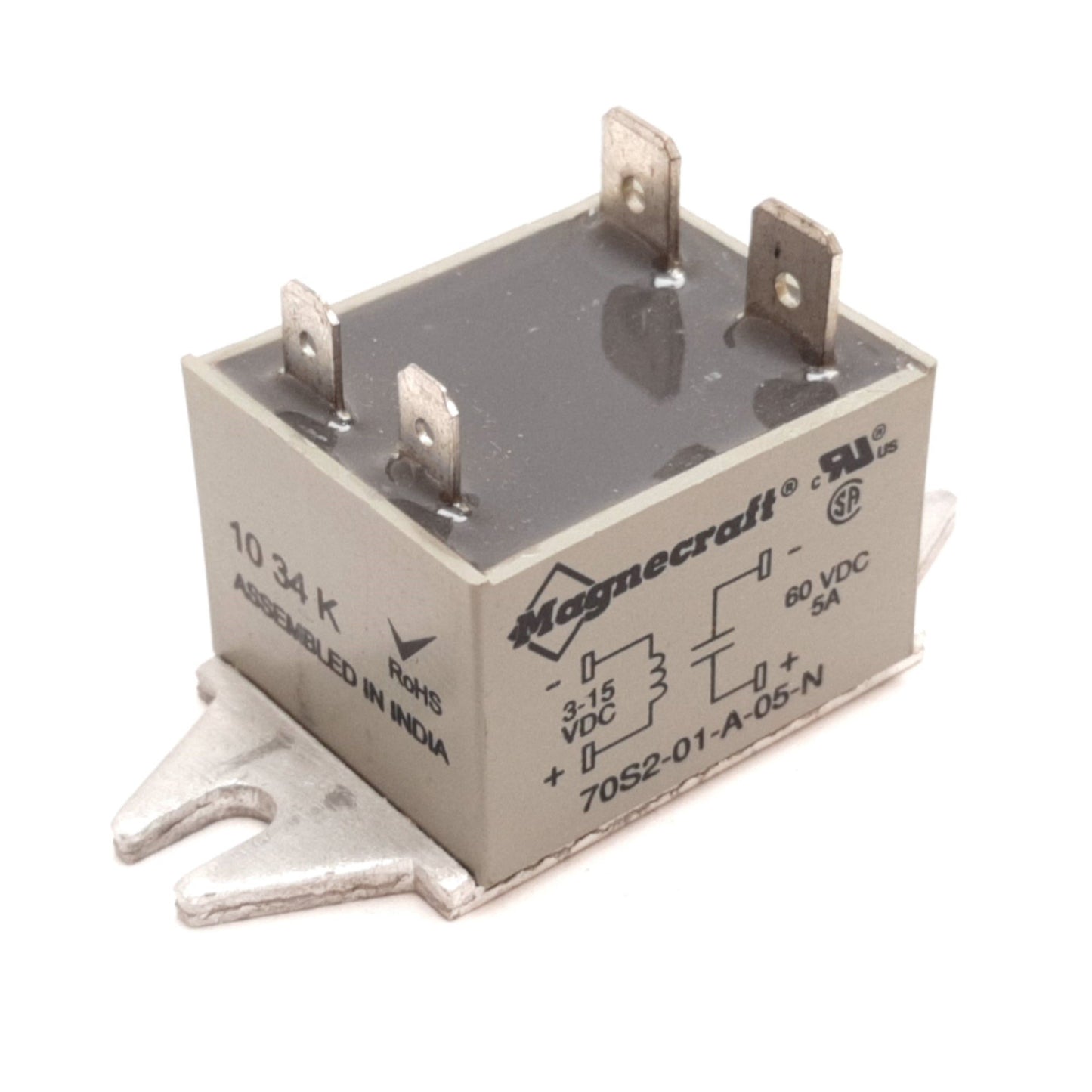 Used Magnecraft 70S2-01-A-05-N Solid State Relay, Control: 3-15VDC, Contact: 60VDC 5A
