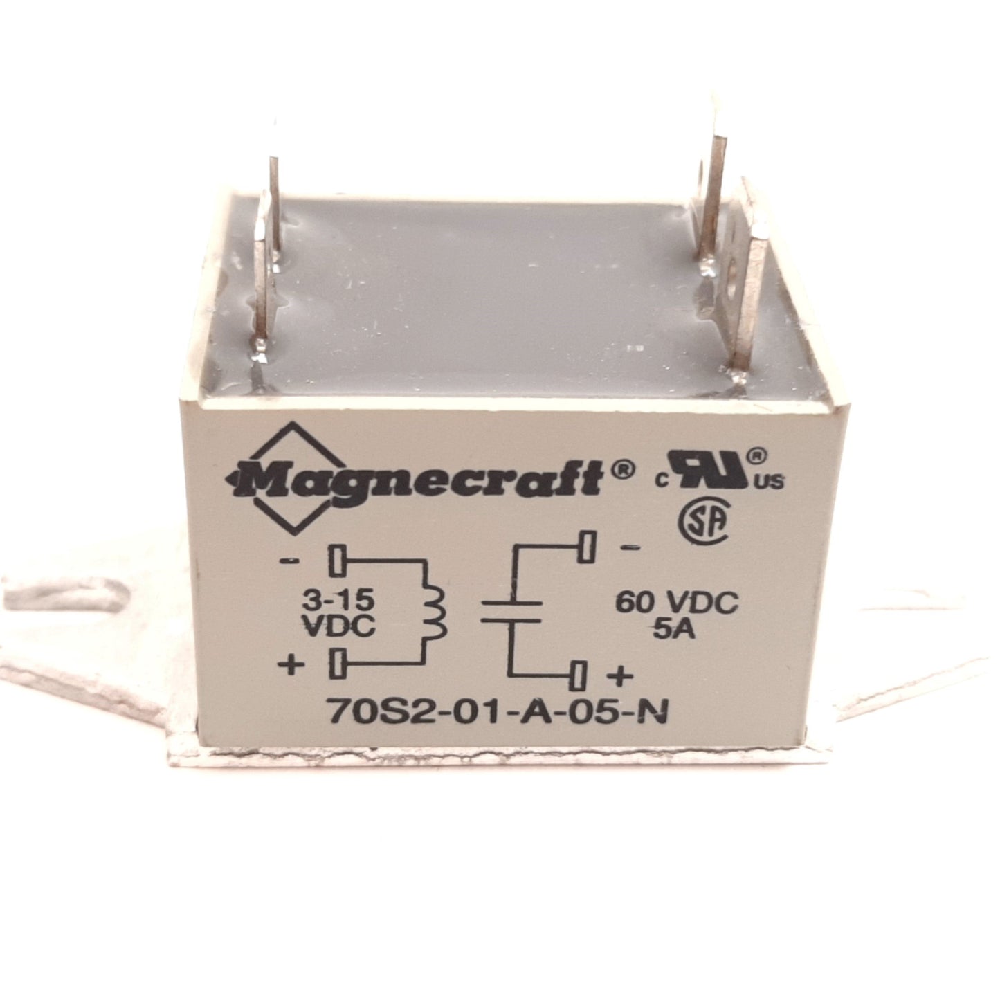 Used Magnecraft 70S2-01-A-05-N Solid State Relay, Control: 3-15VDC, Contact: 60VDC 5A