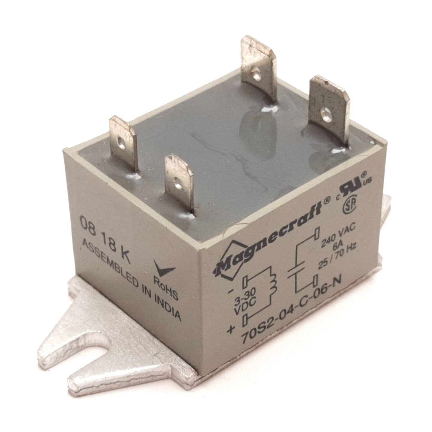 Used Magnecraft 70S2-04-C-06-N Solid State Relay, Control 3-30VDC, Contact 240VAC 6A