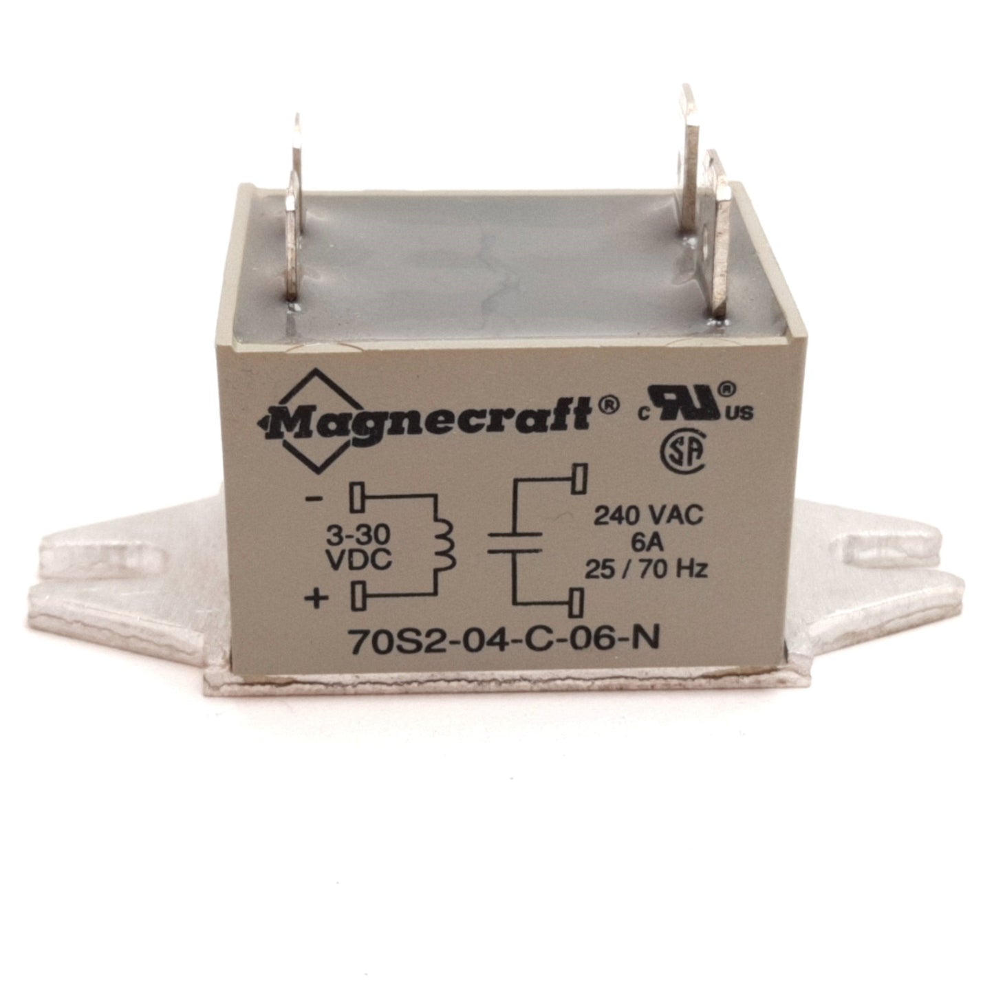 Used Magnecraft 70S2-04-C-06-N Solid State Relay, Control 3-30VDC, Contact 240VAC 6A