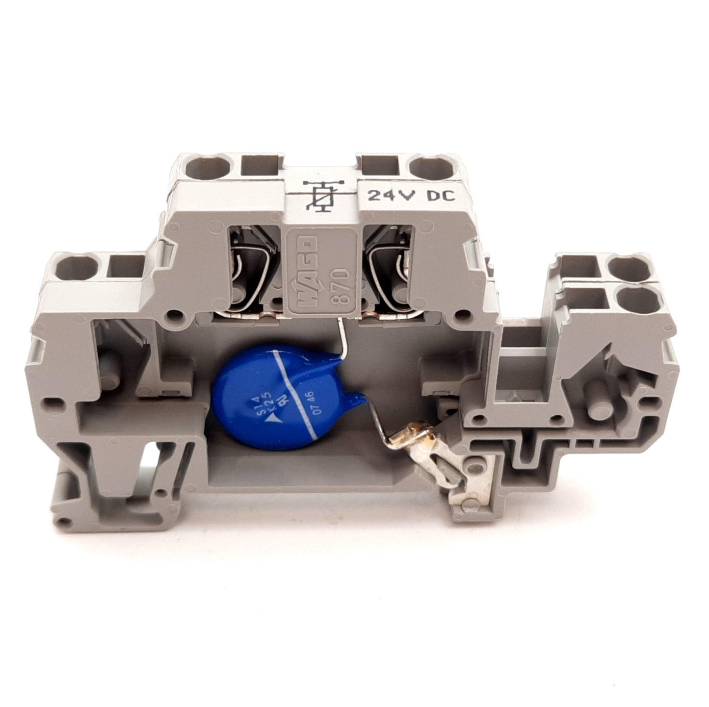 New Wago 870-523/281-582 Terminal Block with Varistor, Rating: 24VDC, DIN Rail Mount