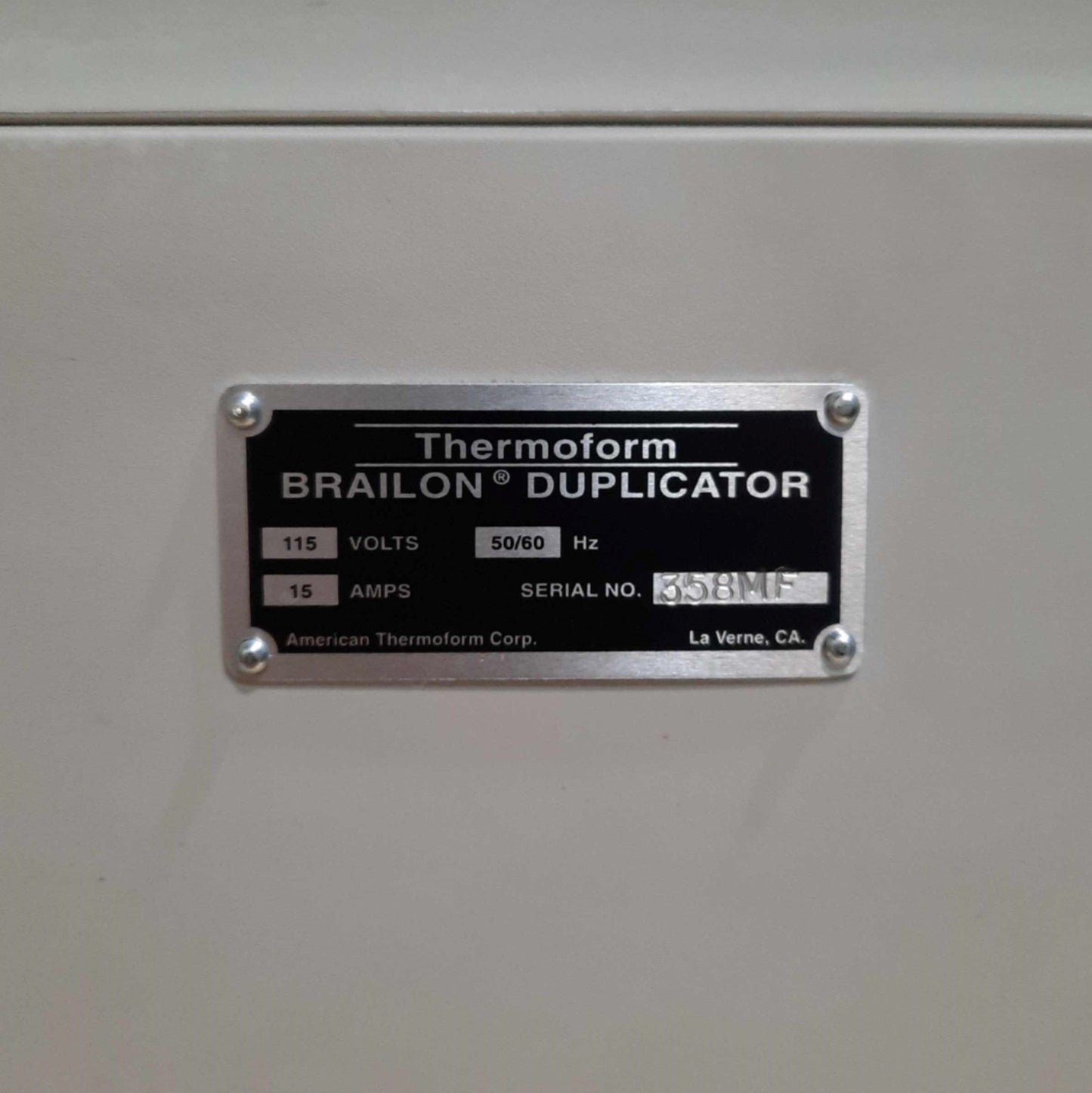 Used American Thermoform Brailon Duplicator, 18 5/8 x 13 7/8" Frame, 120VAC 15A