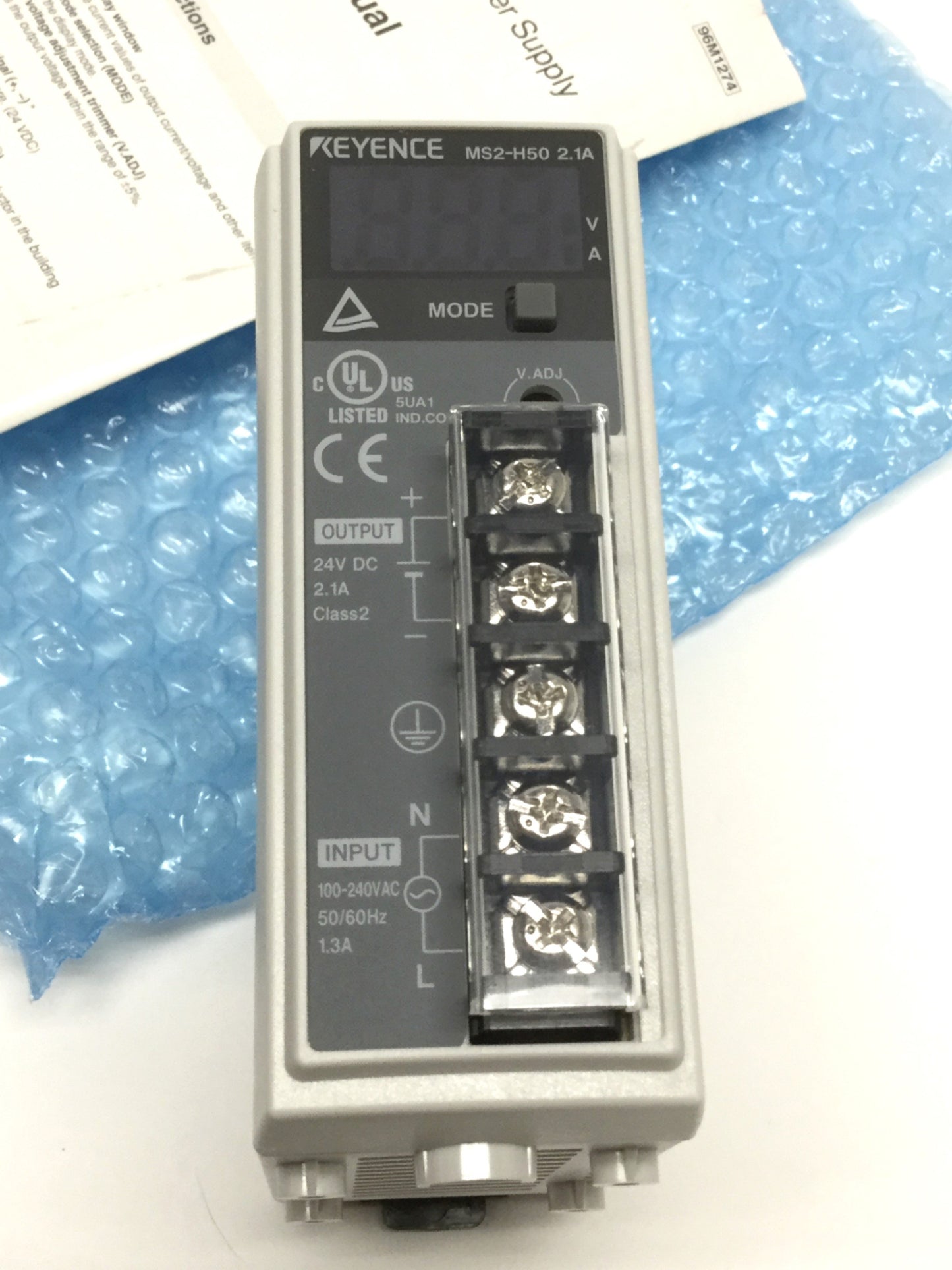 New – Open box Keyence MS2-H50 Switching DIN Power Supply 100-240VAC In, 24VDC 2.1A 50W Out