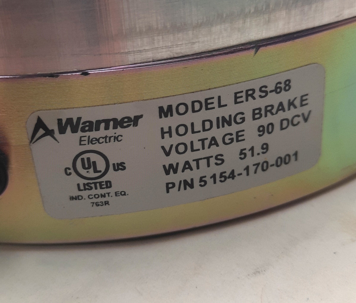 New Warner Electric 5154-170-001 Static Engaged Brake 100Ft-Lb Static, BK ERS-68 90V