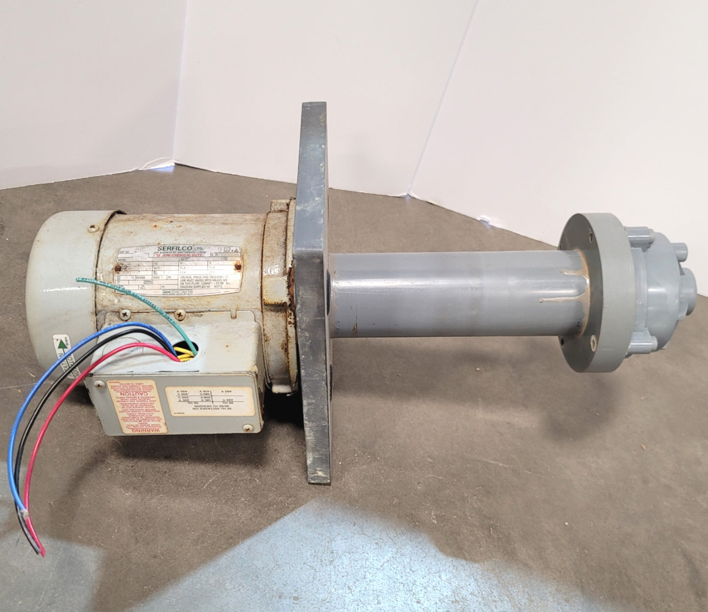 Used Serfilco ECL3/4-2SC-D.3 Plastic Sump Pump 208-230V 3450RPM 1/3HP 3Ph Max 27 GPM