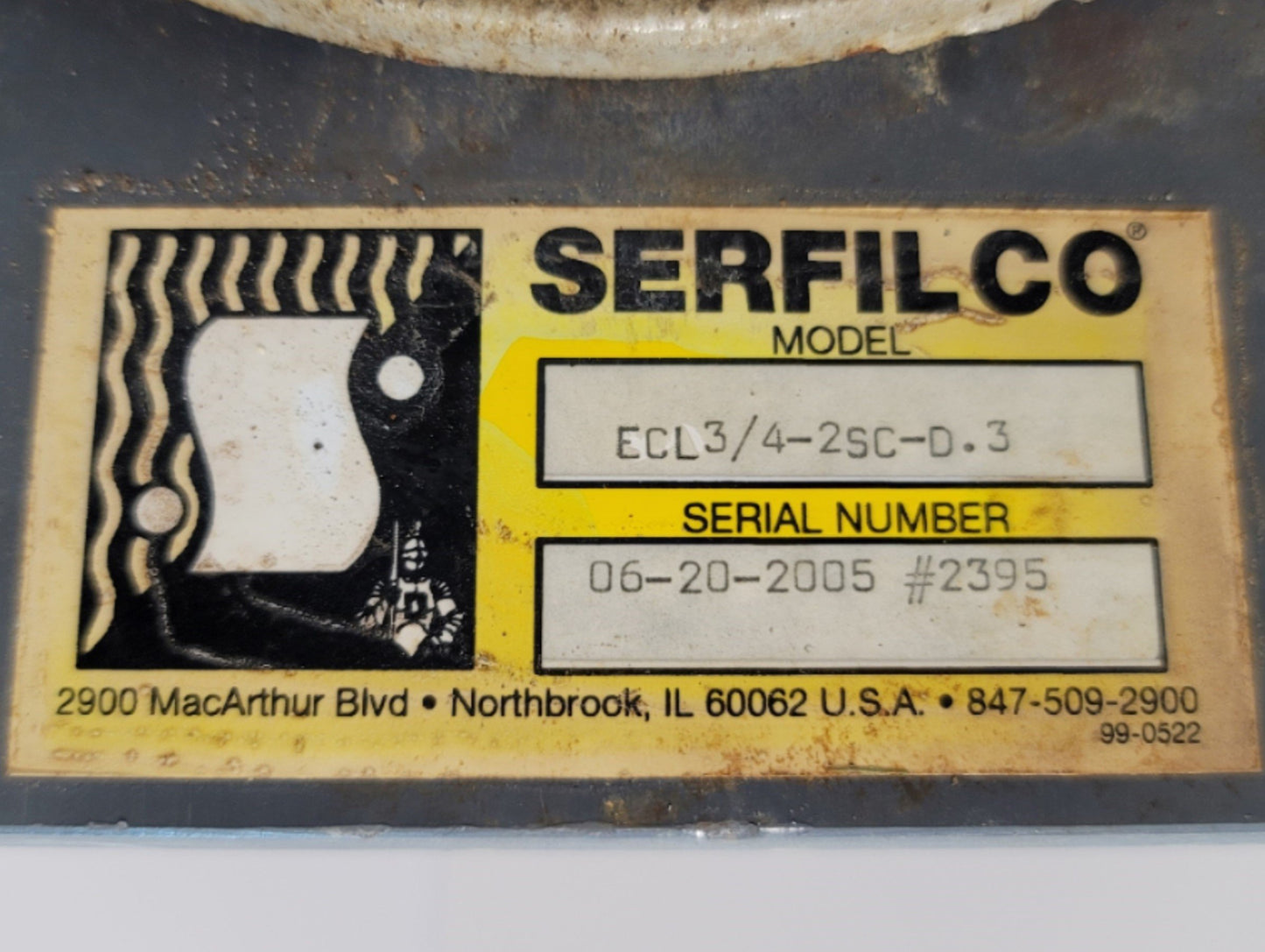 Used Serfilco ECL3/4-2SC-D.3 Plastic Sump Pump 208-230V 3450RPM 1/3HP 3Ph Max 27 GPM