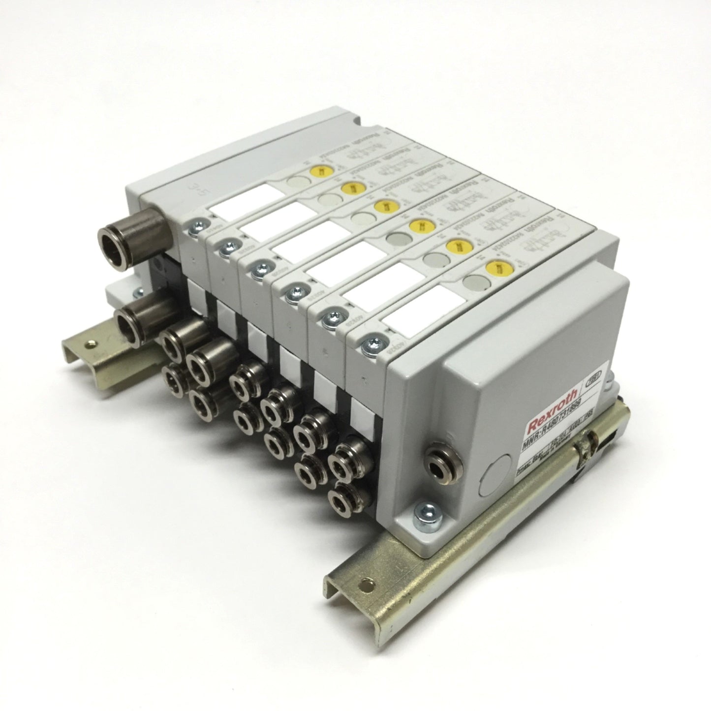 Used Rexroth AV03 D-Sub Manifold w/ 6x Solenoid Valves 5-Port 2-Position, 24VDC Coil