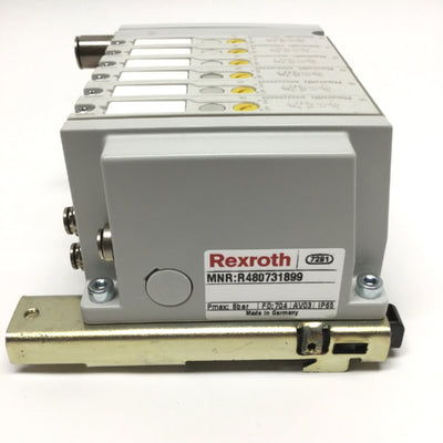 Used Rexroth AV03 D-Sub Manifold w/ 6x Solenoid Valves 5-Port 2-Position, 24VDC Coil