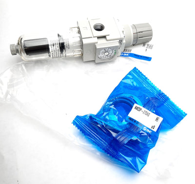 New SMC AW20K-N02CE-Z-B Filter Regulator, 150Psi Max, 140°F Max, Polycarbonate Bowl