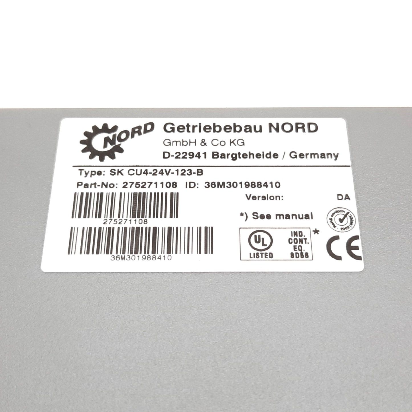 New Nord SK CU4-24V-123-B Power Supply, Input: 100-240VAC 20mA, Output: 24V 420mA