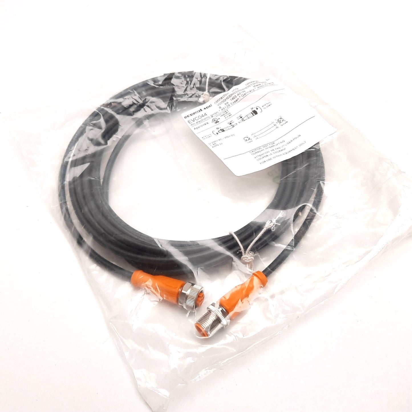 New IFM EVC044 Connection Cable, 3-Pin Male to 5-Pin Female M12, 5m, 250VAC 300VDC