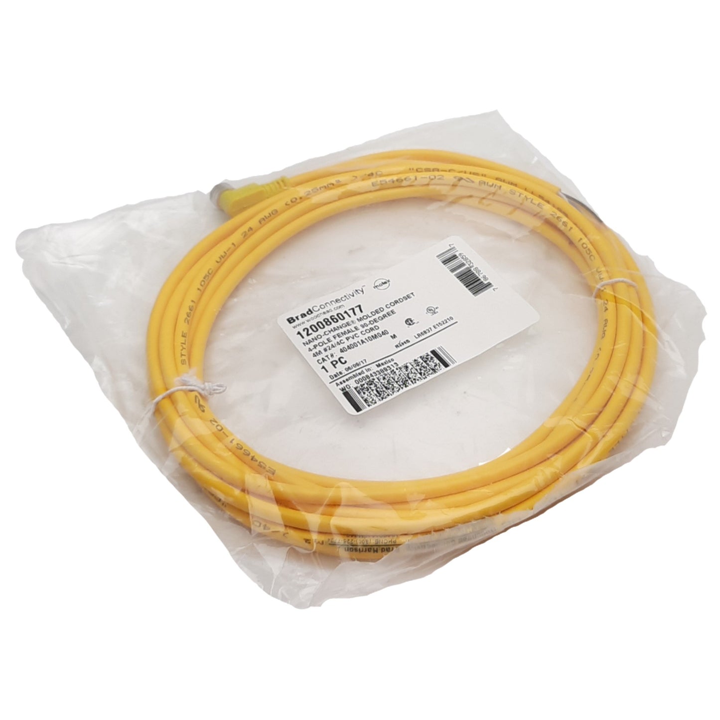 New BradConnectivity 404001A10M040 Nano-Change Molded Cordset 4-Pole Female 4M