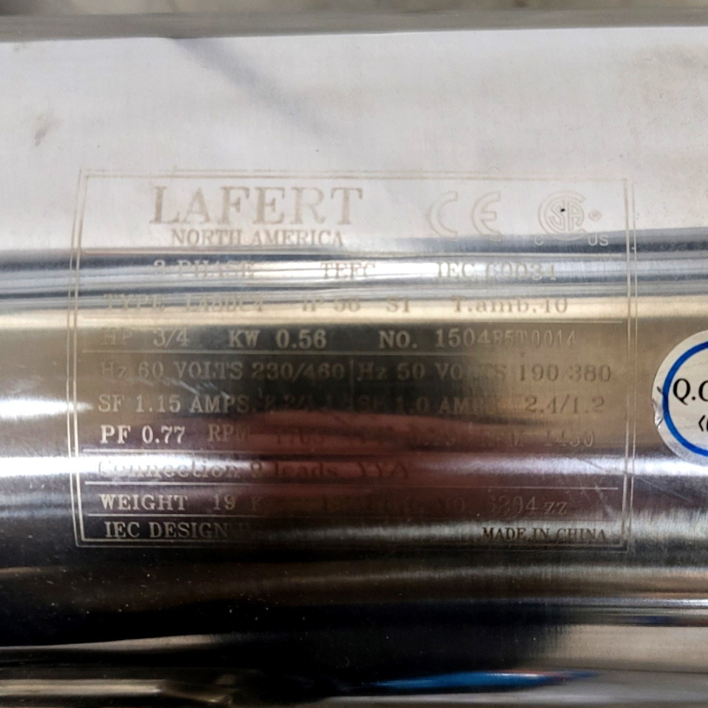Used SPX FLOW MS1L2 Lightnin Nettco Stainless Steel Mixer Agitator W/ FP100 Impeller