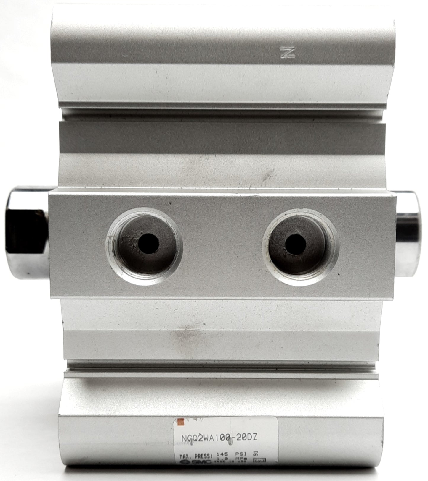 Used SMC NCQ2WA100-20DZ Pneumatic Cylinder, 100mm Bore 20mm Stroke, Dbl. Rod/Action