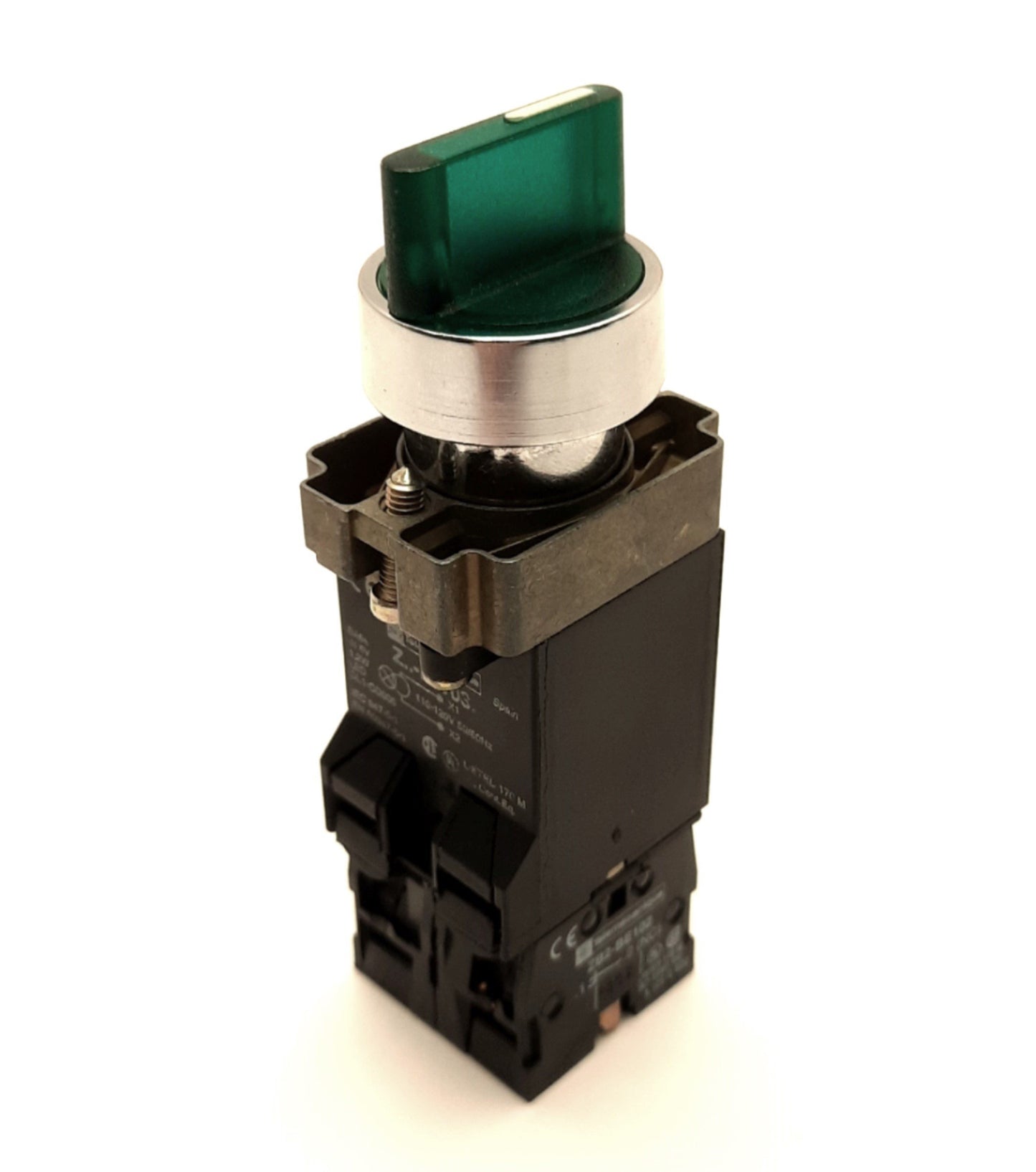 Used Schneider Electric ZB4BW035 Selector Switch 3-Pos, Stay Put, NO&NC, 120v AC