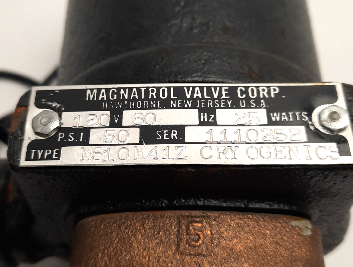 Used Magnatrol MS10M41Z Bronze Solenoid Valve 3/8" NPT, 120v AC Coil, 25W, 50Psi, NC