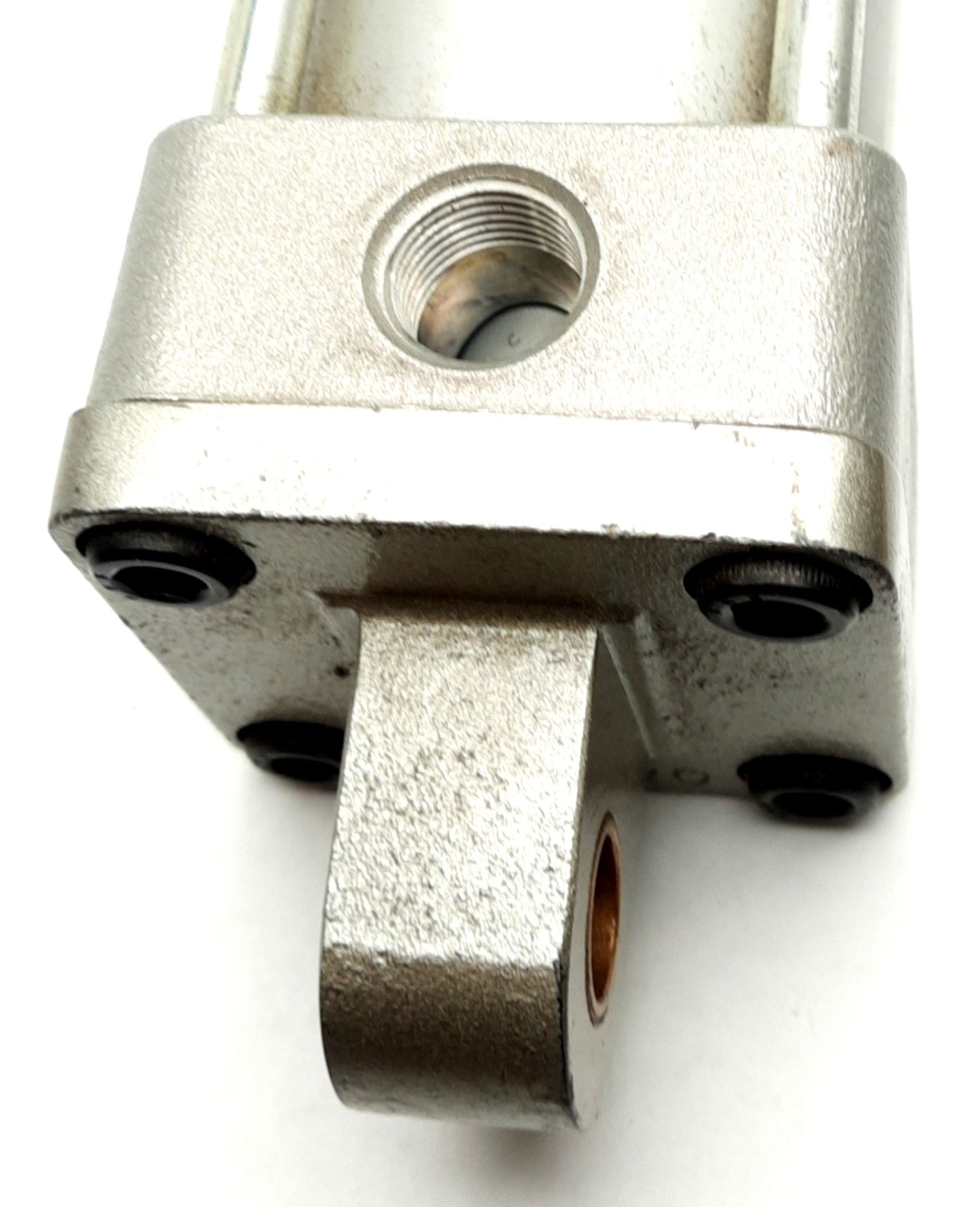 Used SMC NCDA1C200-1600 Tie Rod Cylinder, 2" Bore, 16" Stroke, Rear Clevis, 3/8" Rc