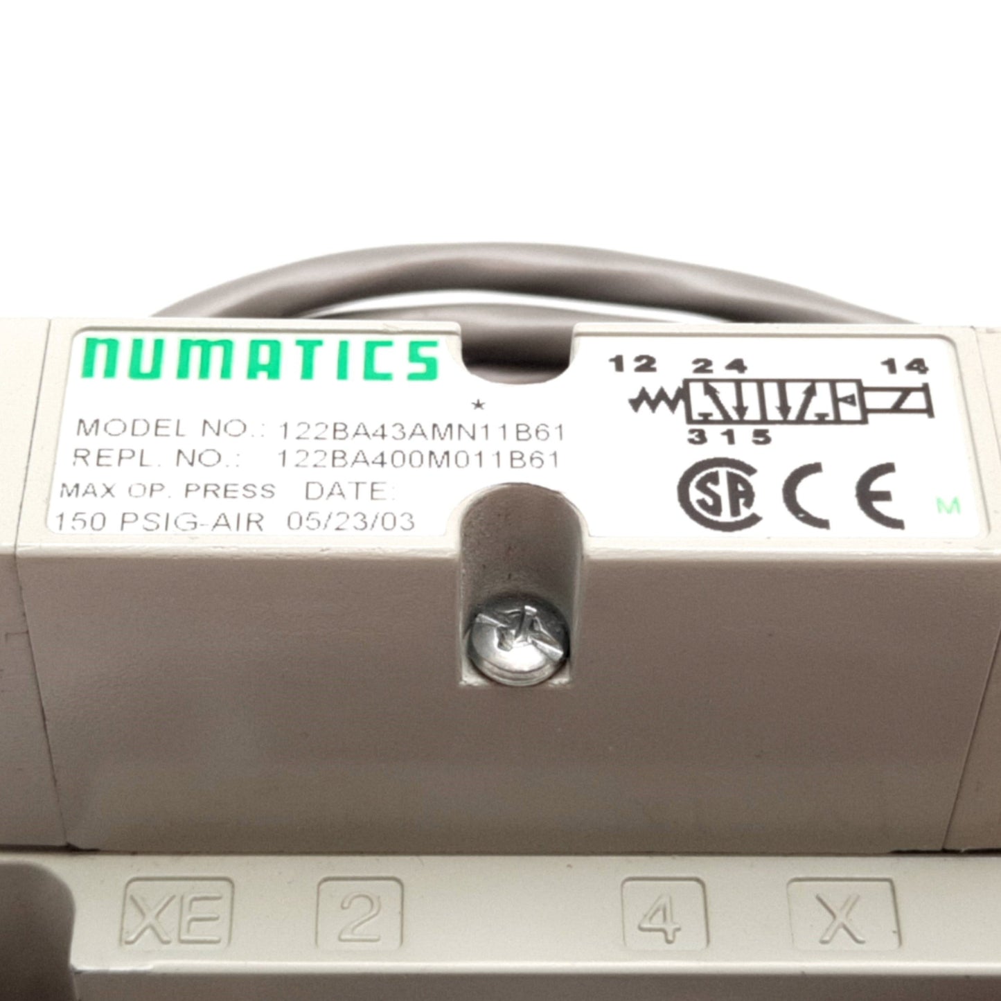 Used Numatics 122BA43AMN11B61 Solenoid Valve, 2-Position 5-Port, 24VDC, 150psi Max