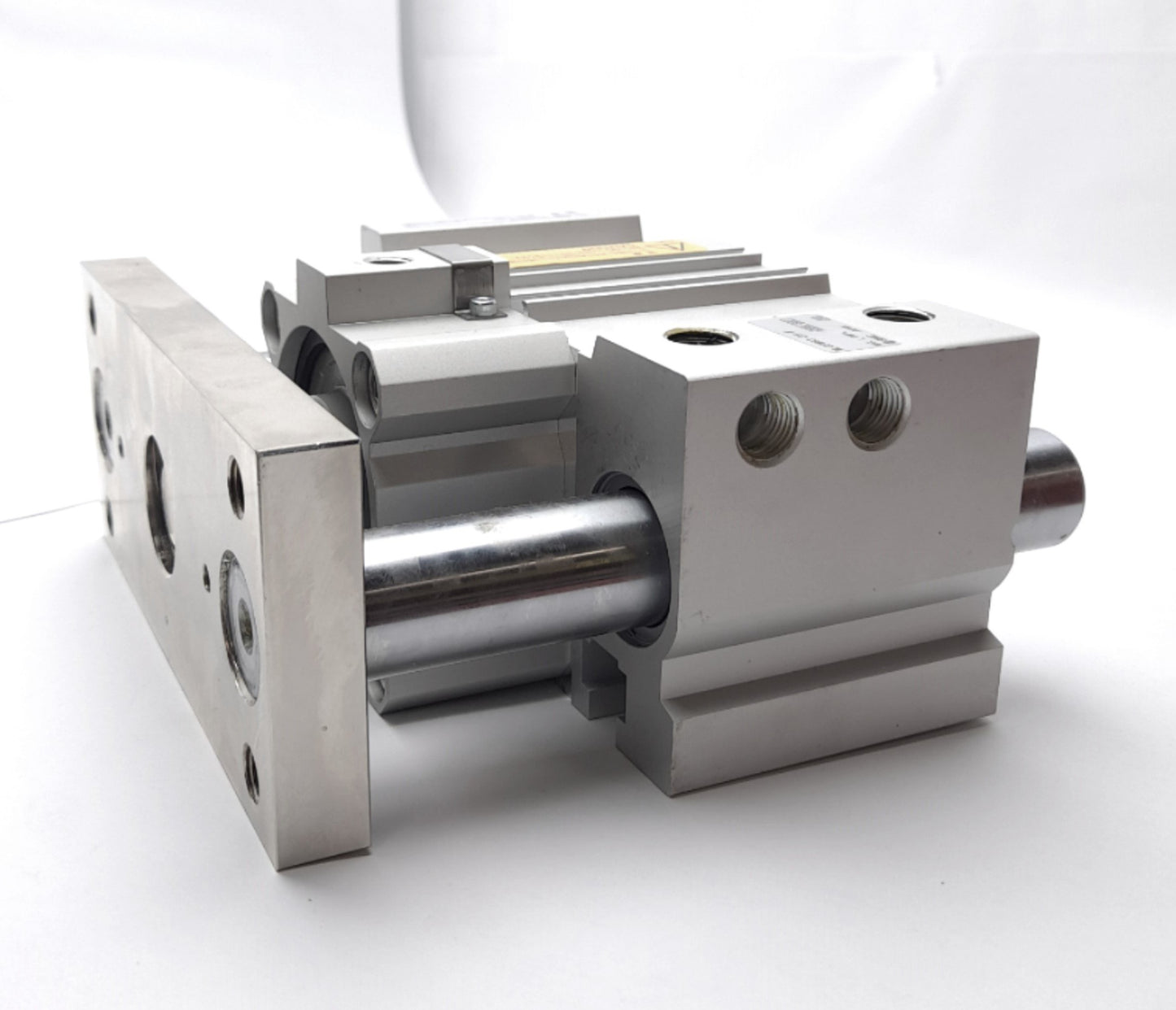 Used SMC MLGPM63-25-F Guided Pneumatic Cylinder Slide Bearing, 63mm Bore, 25mm Stroke