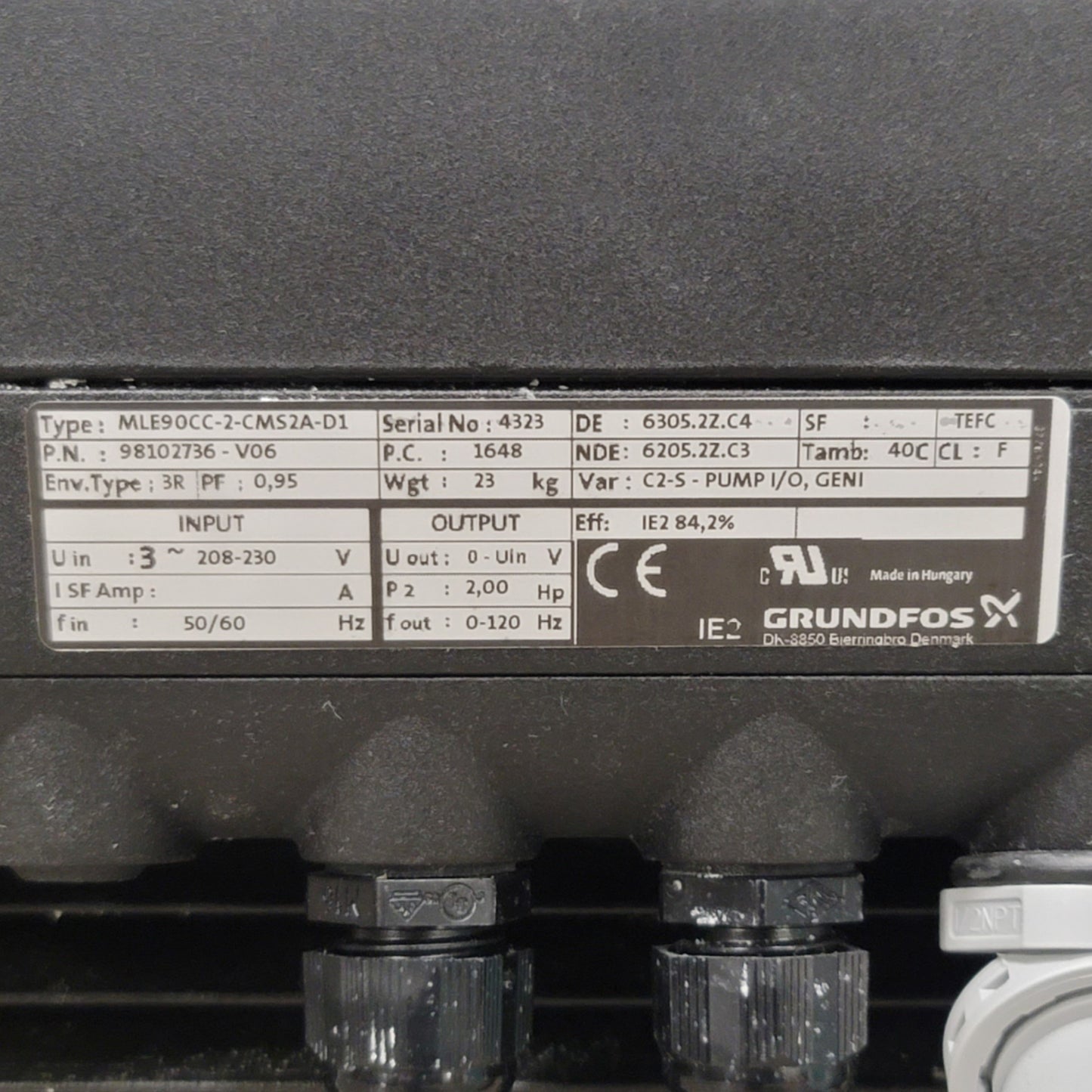Used Grundfos CME5-4 A-S-A-E-AQQE Q-A-D-N Multi-Stage Pump 2HP 208/230VAC 3-Ph, 5m³/h