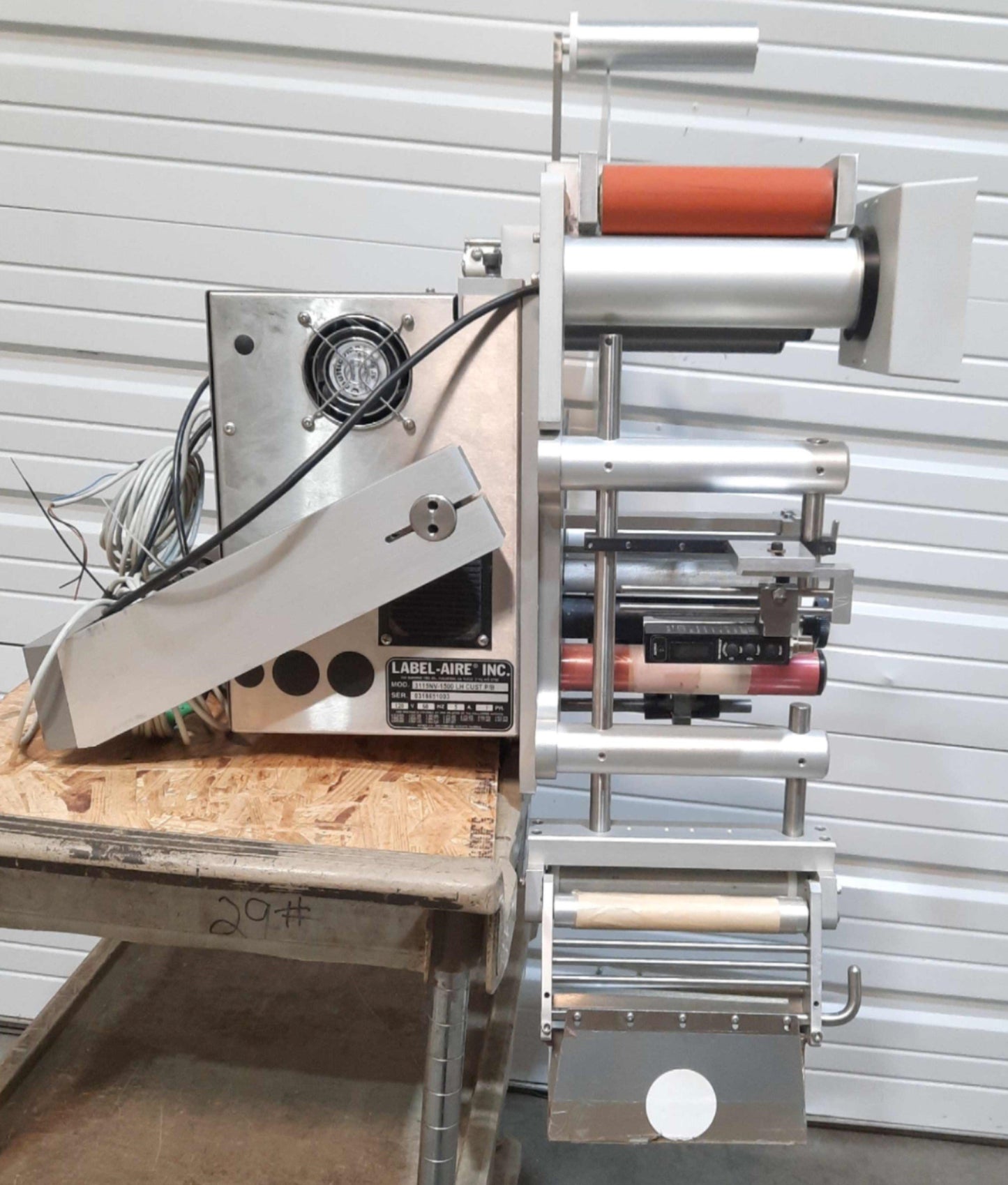 Used LABEL-AIRE 3115NV-1500 LH Wipe-On Labeller 7.13" Web 1500ft/min Left Hand 120VAC