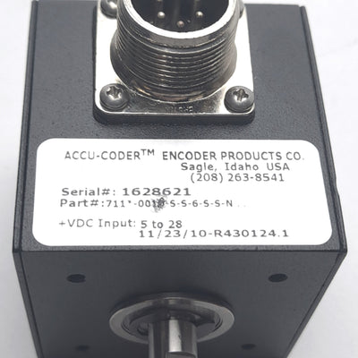 Used Accu-Coder 711-0010-S-S-6-S-S-N Incremental Shaft Encoder, 10CPR, 5VDC, 6-pin