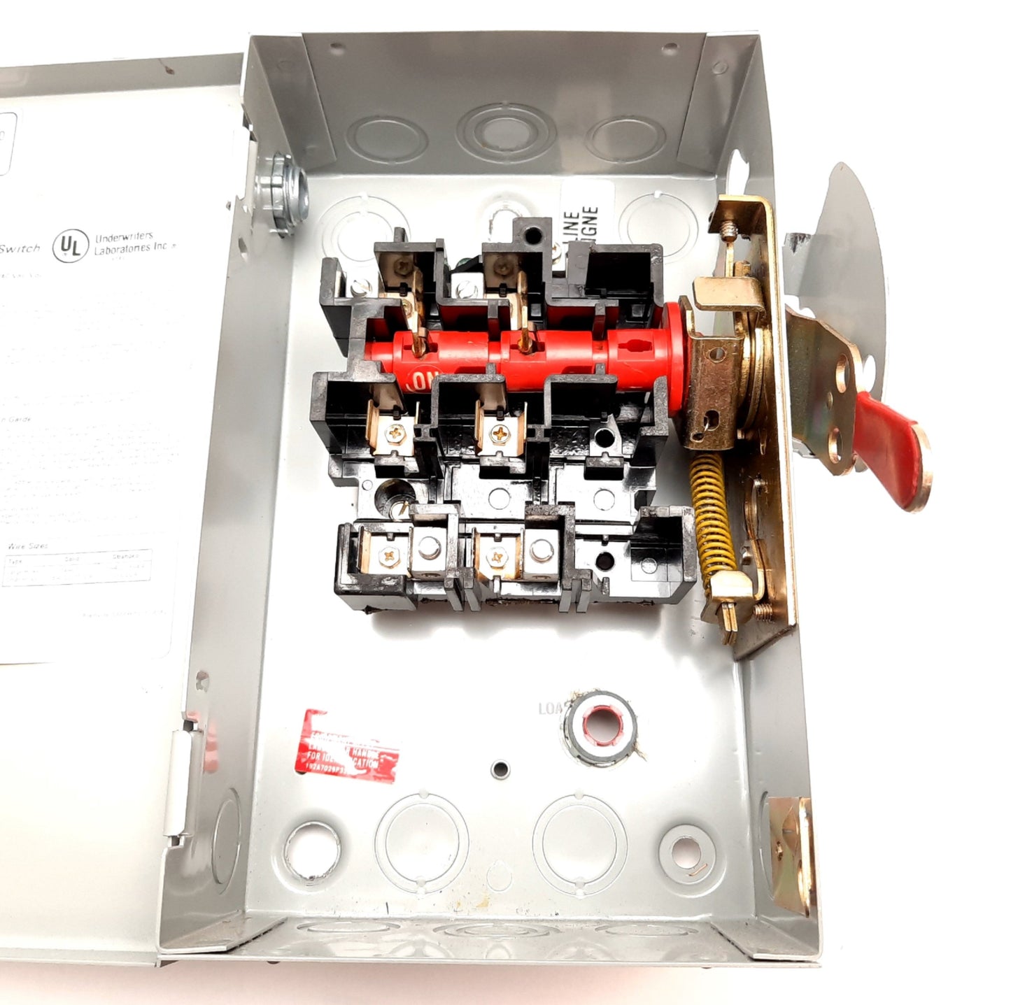 Used GE TG3221 Safety Switch, 2-Pole, Rating: 30A 240VAC/DC, Enclosure: 10" x 6" x 3"
