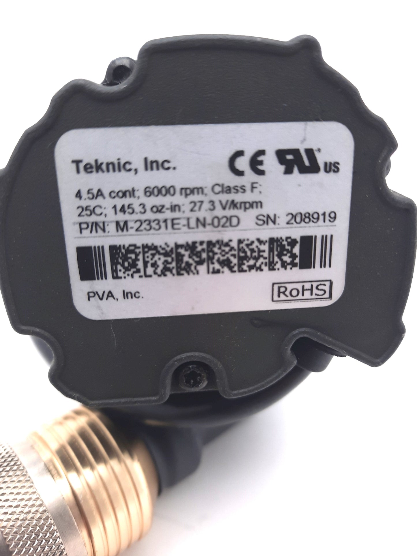Used Teknic M-2331E-LN-02D Brushless DC Servo Motor 3.35Hp 563oz-in 6000RPM NEMA 23