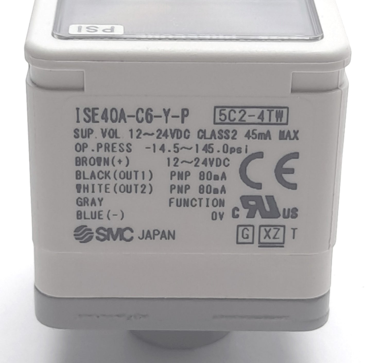 Used SMC ISE40A-C6-Y-P Digital Pressure Switch, -14.5 to 145psi, 12-24VDC, One-Touch